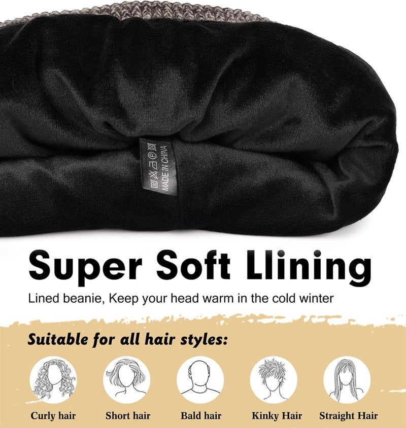 Wmcaps Winter Beanie for Men Women, Fleece Lined Beanie Soft Warm Knit Hat Ski Stocking Cuffed Cap - Image 2